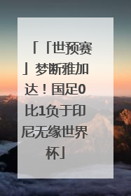 「世预赛」梦断雅加达！国足0比1负于印尼无缘世界杯