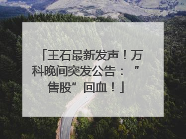王石最新发声！万科晚间突发公告：“售股”回血！