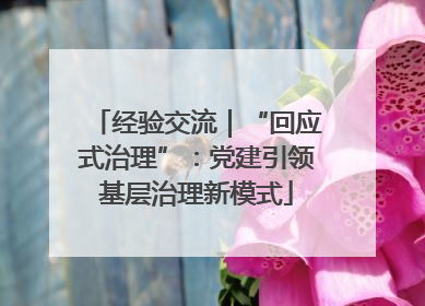 经验交流｜“回应式治理”：党建引领基层治理新模式