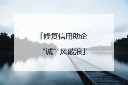 修复信用助企“诚”风破浪