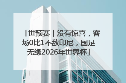 世预赛｜没有惊喜，客场0比1不敌印尼，国足无缘2026年世界杯