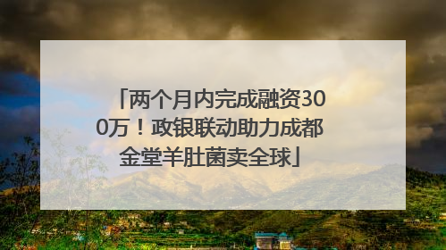 两个月内完成融资300万！政银联动助力成都金堂羊肚菌卖全球