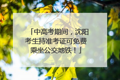 中高考期间，沈阳考生持准考证可免费乘坐公交地铁！