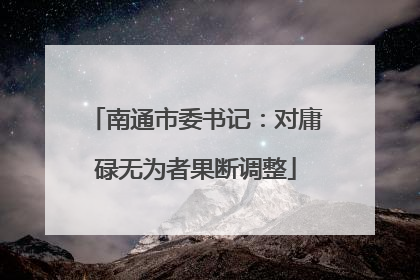 南通市委书记：对庸碌无为者果断调整