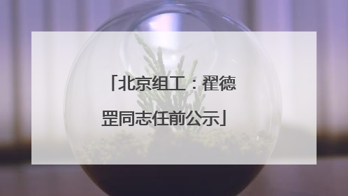北京组工：翟德罡同志任前公示