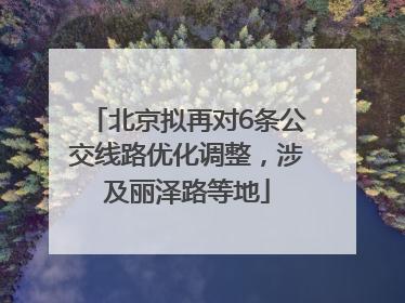 北京拟再对6条公交线路优化调整，涉及丽泽路等地