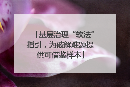 基层治理“软法”指引，为破解难题提供可借鉴样本