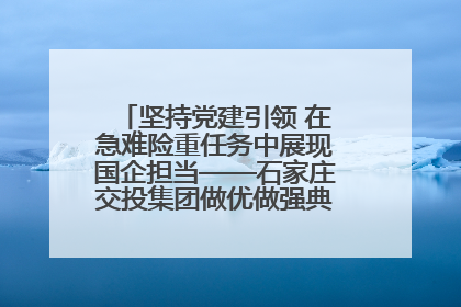 坚持党建引领 在急难险重任务中展现国企担当——石家庄交投集团做优做强典型报道之一
