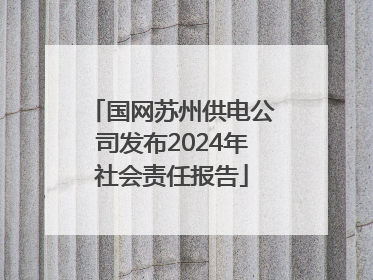 国网苏州供电公司发布2024年社会责任报告