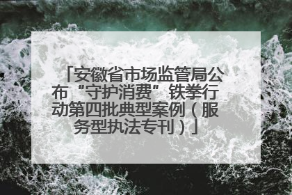 安徽省市场监管局公布“守护消费”铁拳行动第四批典型案例（服务型执法专刊）