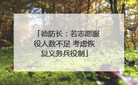 德防长：若志愿服役人数不足 考虑恢复义务兵役制