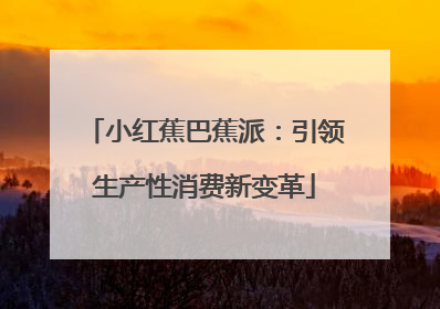 小红蕉巴蕉派：引领生产性消费新变革