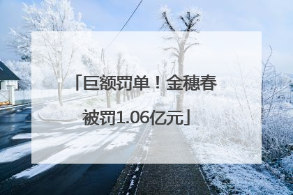 巨额罚单！金穗春被罚1.06亿元