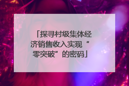 探寻村级集体经济销售收入实现“零突破”的密码