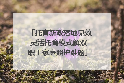 托育新政落地见效 灵活托育模式解双职工家庭照护难题