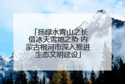 扬绿水青山之长 借冰天雪地之势 内蒙古根河市深入推进生态文明建设