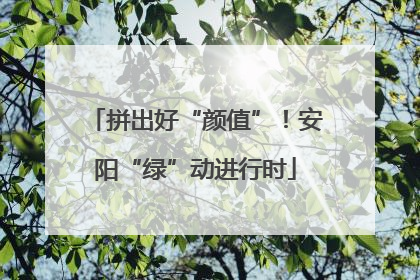 拼出好“颜值”！安阳“绿”动进行时