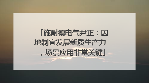 施耐德电气尹正：因地制宜发展新质生产力，场景应用非常关键