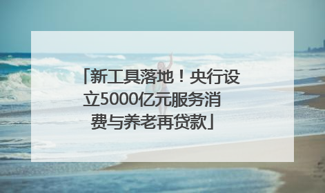 新工具落地！央行设立5000亿元服务消费与养老再贷款
