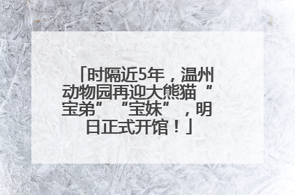 时隔近5年，温州动物园再迎大熊猫“宝弟”“宝妹”，明日正式开馆！