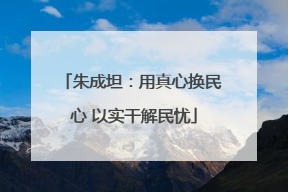 朱成坦：用真心换民心 以实干解民忧