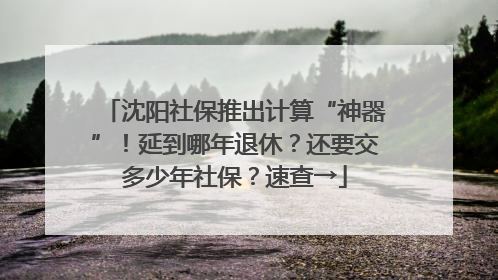 沈阳社保推出计算“神器”！延到哪年退休？还要交多少年社保？速查→