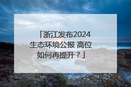 浙江发布2024生态环境公报 高位如何再提升？