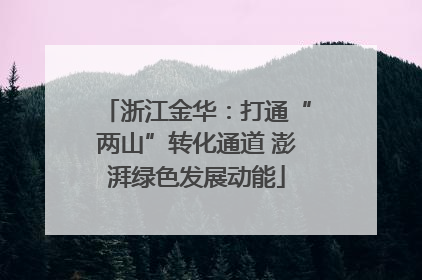 浙江金华：打通“两山”转化通道 澎湃绿色发展动能