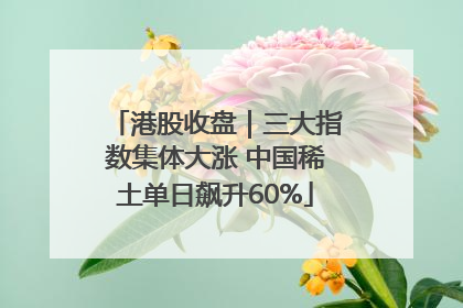 港股收盘｜三大指数集体大涨 中国稀土单日飙升60%