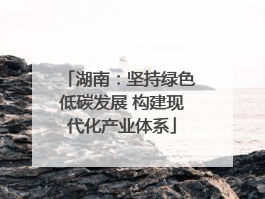 湖南：坚持绿色低碳发展 构建现代化产业体系