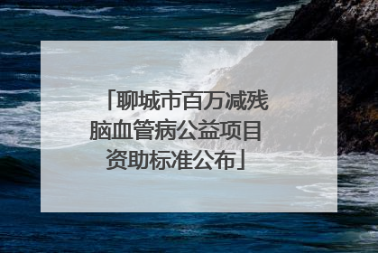 聊城市百万减残脑血管病公益项目资助标准公布