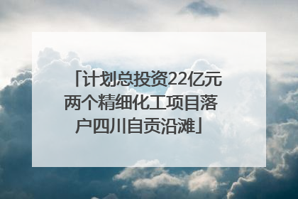 计划总投资22亿元 两个精细化工项目落户四川自贡沿滩
