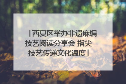 西夏区举办非遗麻编技艺阅读分享会 指尖技艺传递文化温度