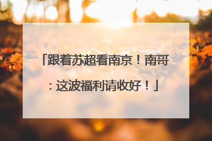 跟着苏超看南京！南哥：这波福利请收好！