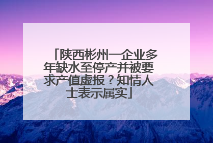 陕西彬州一企业多年缺水至停产并被要求产值虚报？知情人士表示属实