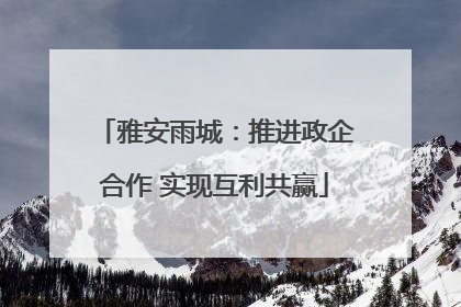 雅安雨城：推进政企合作 实现互利共赢