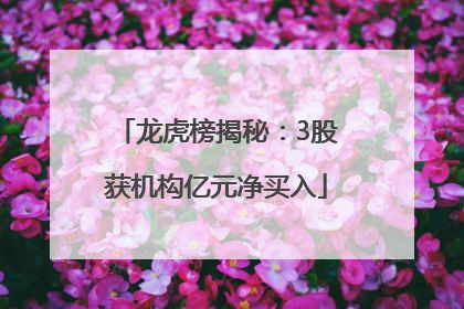 龙虎榜揭秘：3股获机构亿元净买入