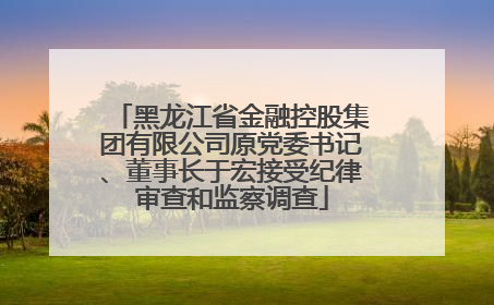 黑龙江省金融控股集团有限公司原党委书记、董事长于宏接受纪律审查和监察调查
