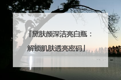 黛肤颜深洁亮白瓶：解锁肌肤透亮密码