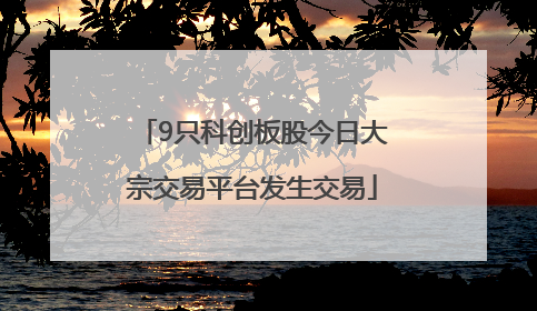 9只科创板股今日大宗交易平台发生交易